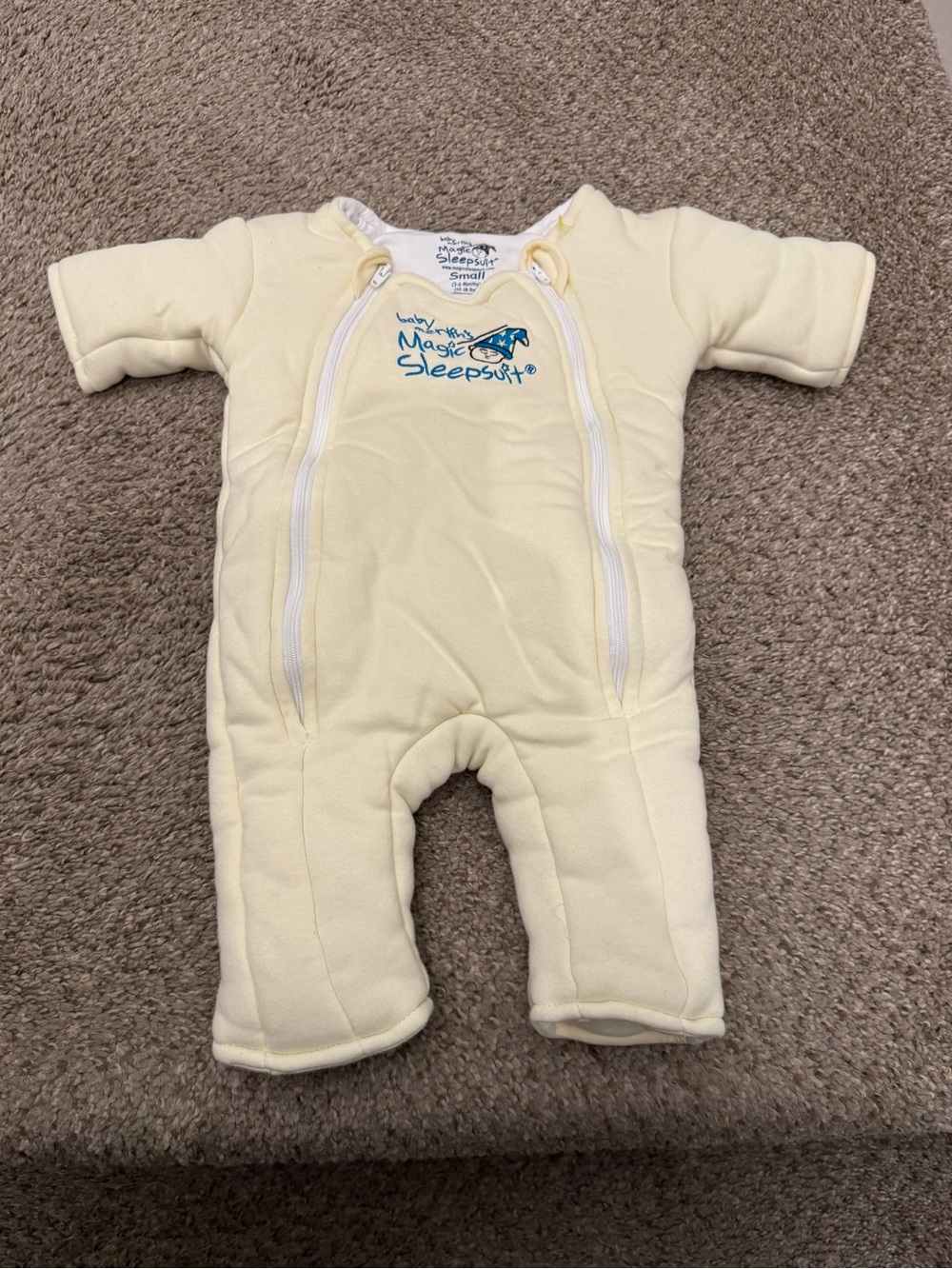 Baby Merlin's Magic Sleepsuit Sleep Sack Suit 3-6M Ivory Cotton Zip Solid